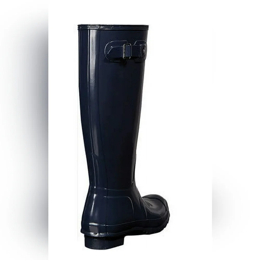 Combo HUNTER Original Tall Gloss Rain Boots, Size 9 + 2 Pairs Of Boot Socks